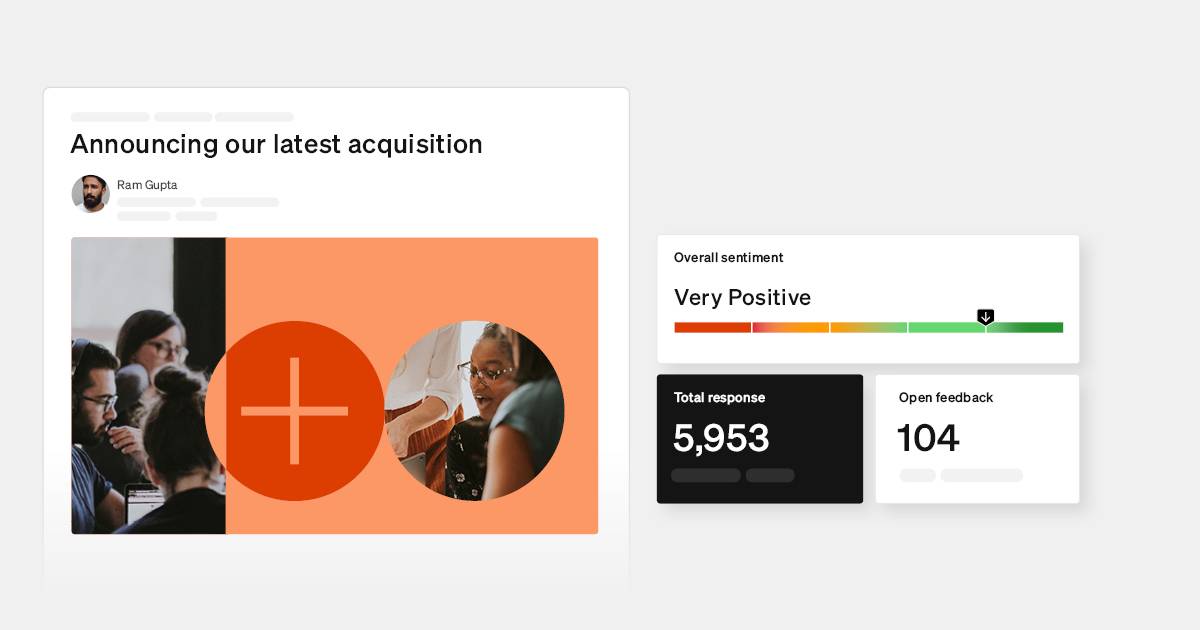 Simpplr AI-powered analytics - employee sentiment measurement in response to a news bulletin